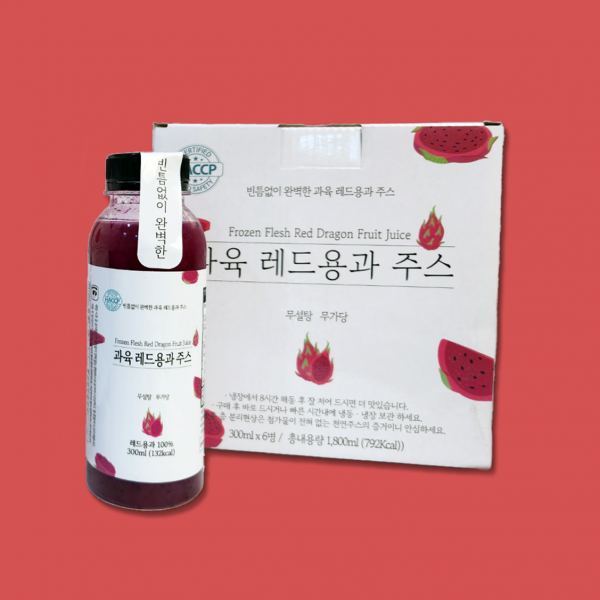 [이대문] 100% 과즙 무가당 레드용과 주스 (300ml x 6병)